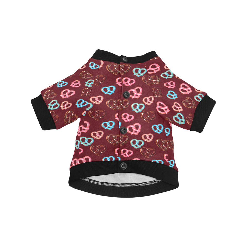 Pretzels Pattern Print Design 05 All Over Print Pet Dog Round Neck Fuzzy Shirt