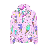 Cute ice cream cone animal pattern Men's Padded Hooded Jacket
