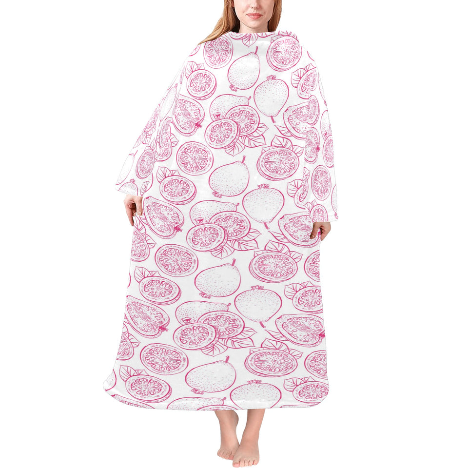 Sketch guava pattern Blanket Robe with Sleeves