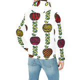 colorful apples leave zebra stripe Men's Padded Hooded Jacket