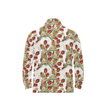 Red tulips and daffodils pattern Men's Long Sleeve Polo Shirt