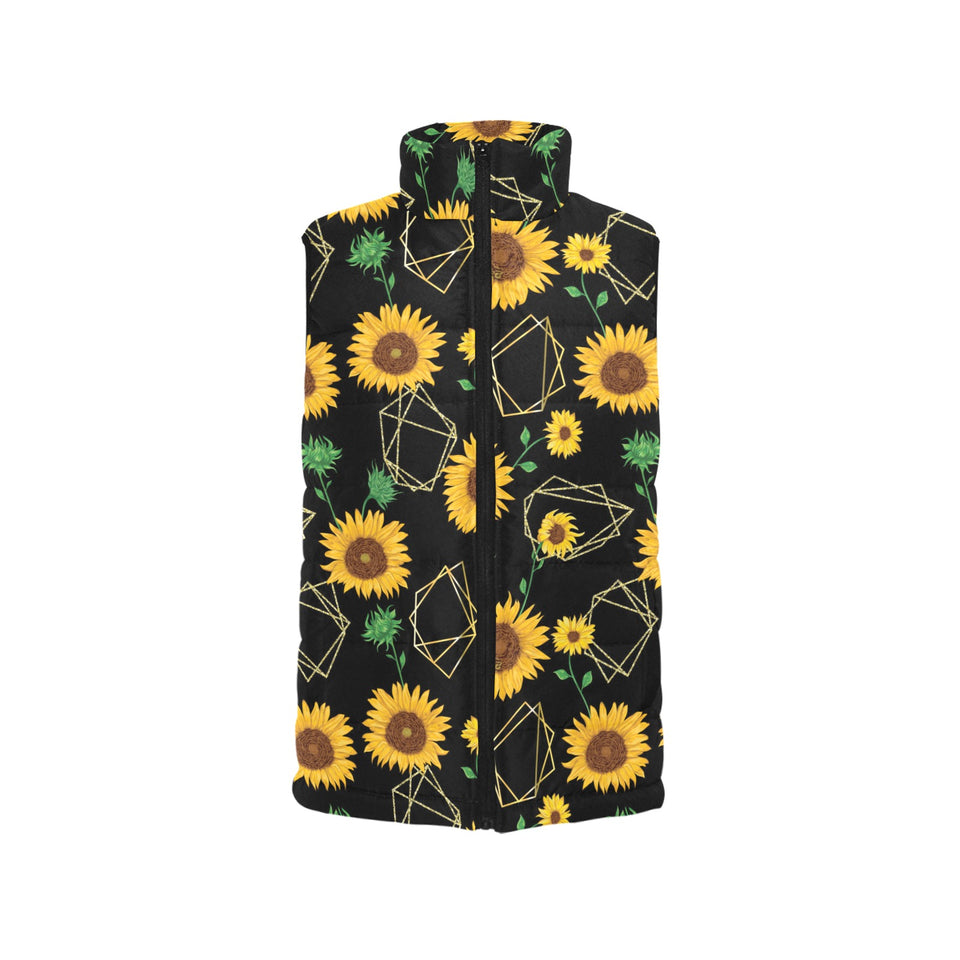 sunflower golden polygonal shapes Women's Padded Vest