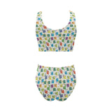 Chemistry Periodic Table Pattern Print Design 05 Chest Bowknot High Waisted Bikini Swimsuit