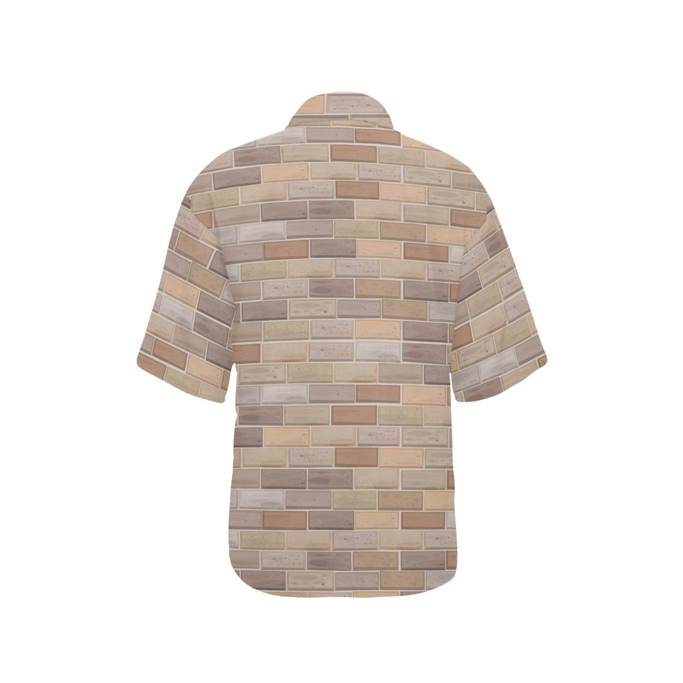 Brick Printed Pattern Print Design 01 Women's All Over Print Hawaiian Shirt
