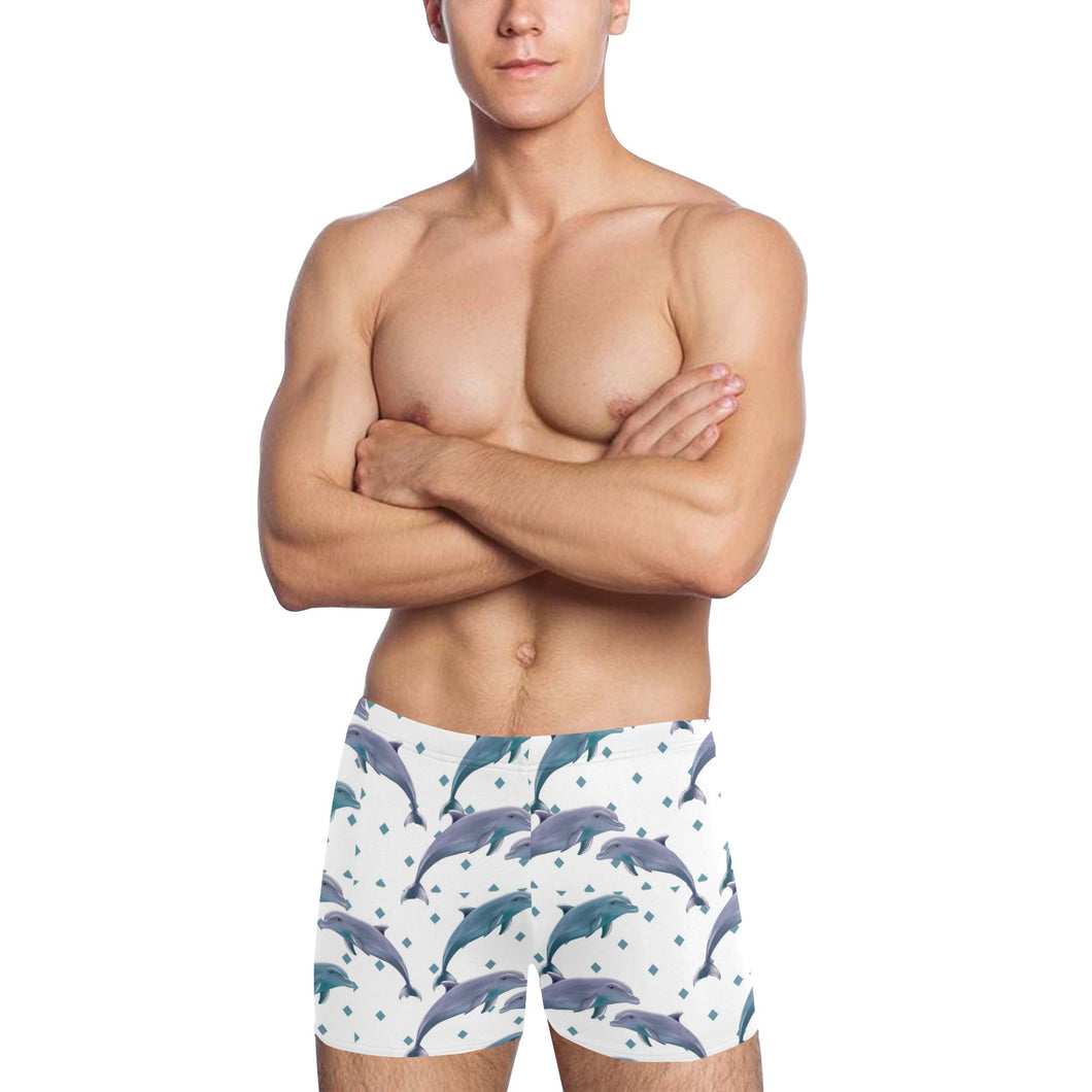 Dolphins pattern dotted background Men's Swimming Trunks