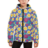 Passion fruit blue background Kids' Boys' Girls' Padded Hooded Jacket