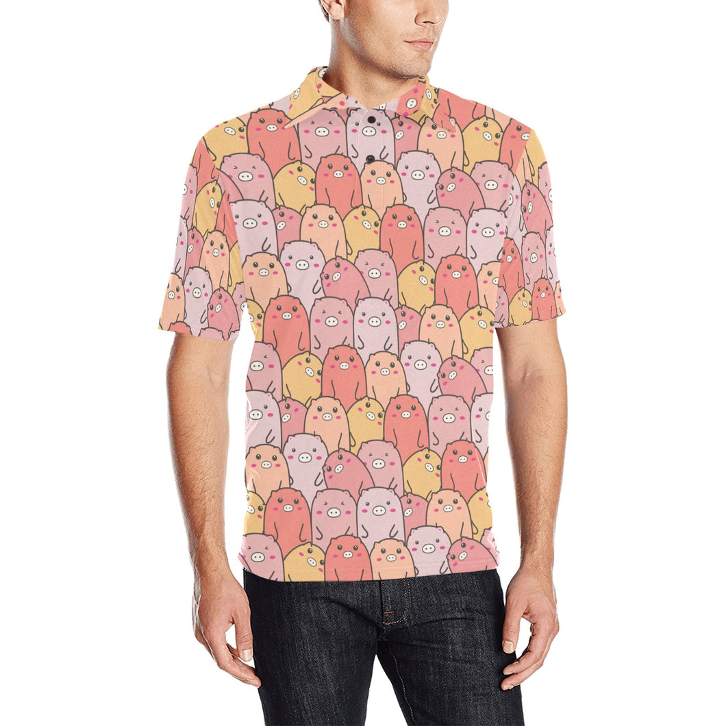 Pig Pattern Print Design 04 Men's All Over Print Polo Shirt