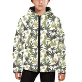 Canabis Marijuana Weed Pattern Print Design 05 Kids' Boys' Girls' Padded Hooded Jacket