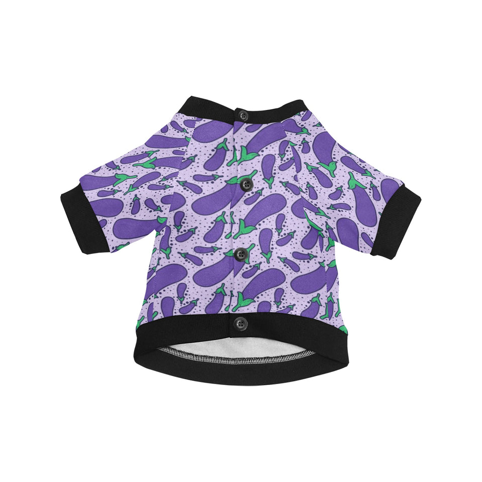 Eggplant Pattern Print Design 03 All Over Print Pet Dog Round Neck Fuzzy Shirt