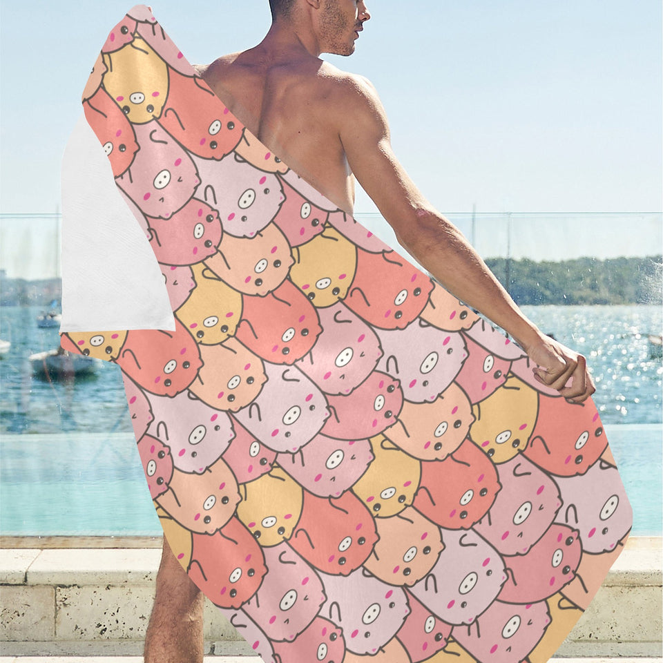 Pig Pattern Print Design 04 Beach Towel