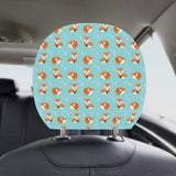 Fox pattern blue b ackground Car Headrest Cover