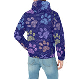 Dog Paws Pattern Print Design 02 Men's Padded Hooded Jacket