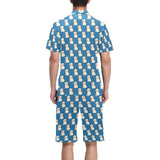 Golden Retriever Pattern Print Design 03 Men's V-Neck Short Pajama Set
