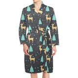 Deers star tree pattern Men's Long Sleeve Belted Night Robe