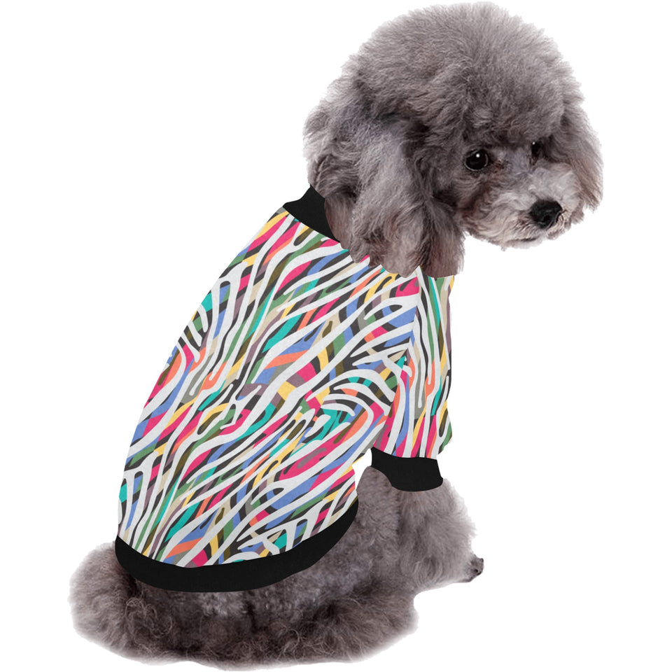 Colorful zebra skin pattern All Over Print Pet Dog Round Neck Fuzzy Shirt