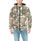 Monkey tropical leaves background Men's Padded Hooded Jacket