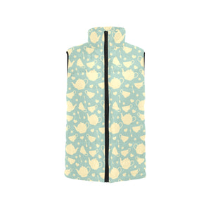 Tea pots Pattern Print Design 02 Women's Padded Vest