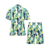 Toucan tropical leaves design pattern Men's V-Neck Short Pajama Set