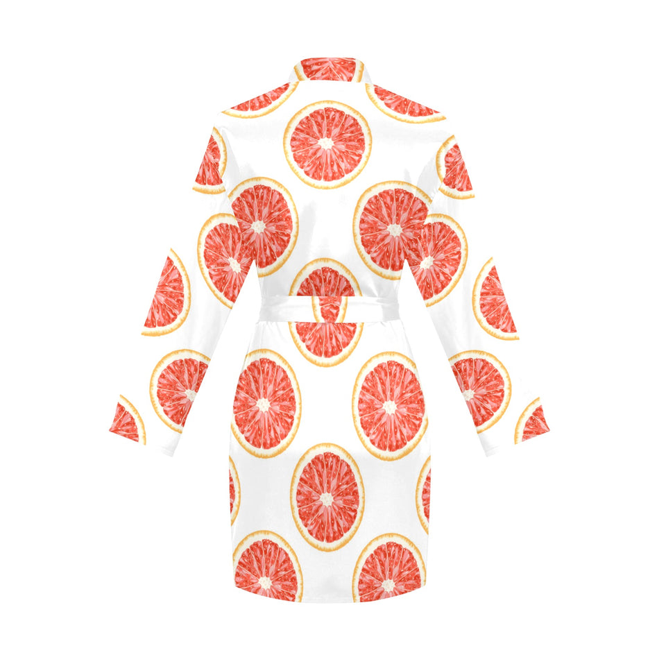 Grapefruit pattern Women's Long Sleeve Belted Night Robe