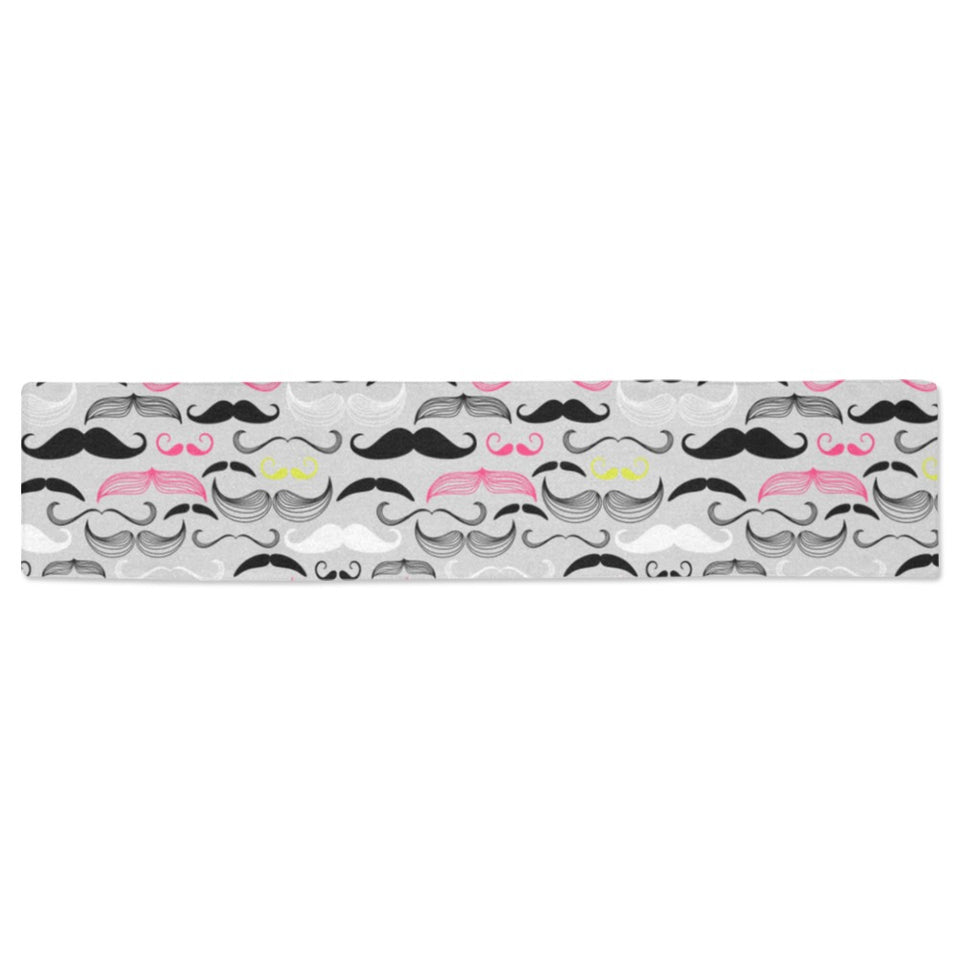 Mustache Beard Pattern Print Design 02 Table Runner