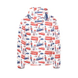 British Pattern Print Design 03 Kids' Boys' Girls' Padded Hooded Jacket