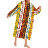 Egypt Hieroglyphics Pattern Print Design 01 Blanket Robe with Sleeves