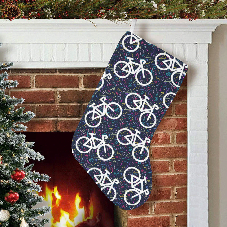 Bicycle Pattern Print Design 03 Christmas Stocking