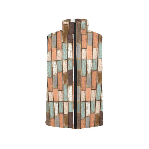 Wood Printed Pattern Print Design 02 Men's Padded Vest