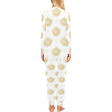 Gold Ornamental lotue waterlily symbol pattern Women's All Over Print Pajama Set