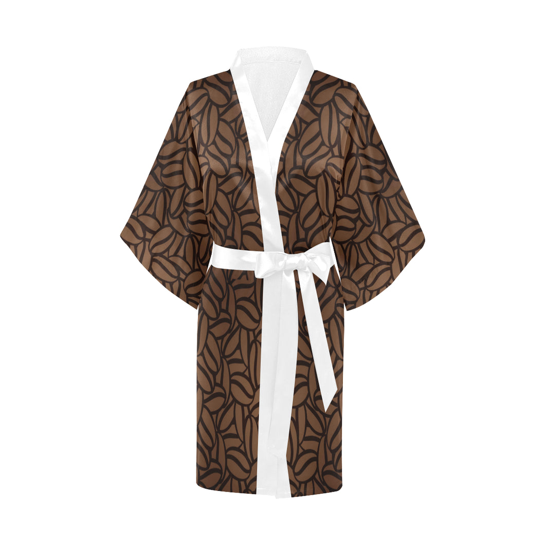 coffee bean pattern Women's Short Kimono Robe