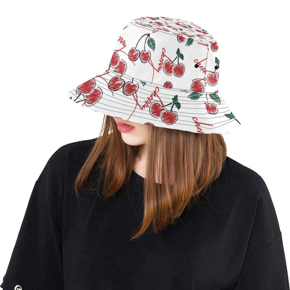 Hand drawn cherry pattern Unisex Bucket Hat