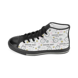 Siberian Husky design pattern Women's High Top Canvas Shoes Black