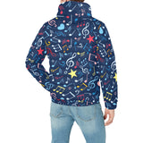 Music Notes Pattern Print Design 03 Men's Padded Hooded Jacket