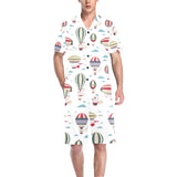 Hot air balloon pattern Men's V-Neck Short Pajama Set
