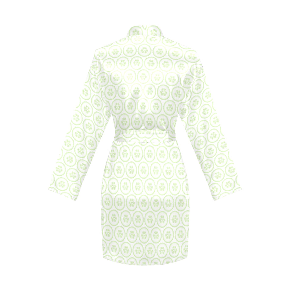 Cucumber pattern background Women's Long Sleeve Belted Night Robe