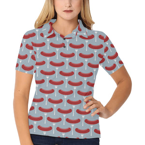 Sausage Pattern Print Design 02 Women's All Over Print Polo Shirt