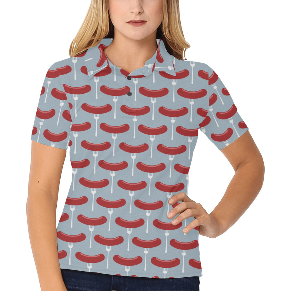 Sausage Pattern Print Design 02 Women's All Over Print Polo Shirt