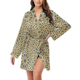arabic star gold pattern Women's Long Sleeve Belted Night Robe