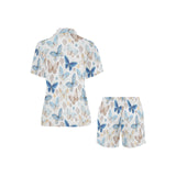 blue butterfly pattern Women's V-Neck Short Pajama Set