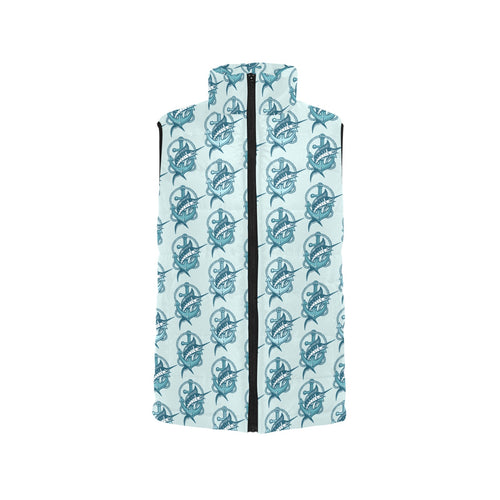 Swordfish Pattern Print Design 05 Women's Padded Vest