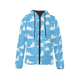 Cute sea lion seal pattern background Women's Padded Hooded Jacket