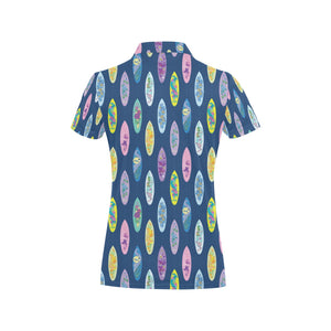 Surfboard Pattern Print Design 03 Women's All Over Print Polo Shirt