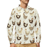 Cute rooster chicken cock Men's Long Sleeve Polo Shirt