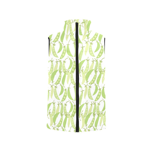 Green Peas Pattern Print Design 03 Women's Padded Vest