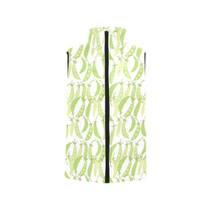 Green Peas Pattern Print Design 03 Women's Padded Vest
