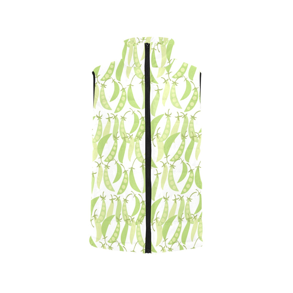 Green Peas Pattern Print Design 03 Women's Padded Vest