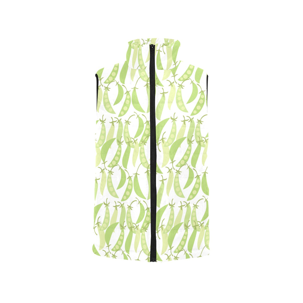 Green Peas Pattern Print Design 03 Women's Padded Vest