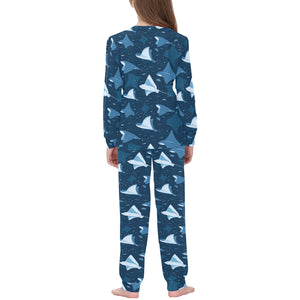 Stingray Pattern Print Design 04 Kids' Boys' Girls' All Over Print Pajama Set