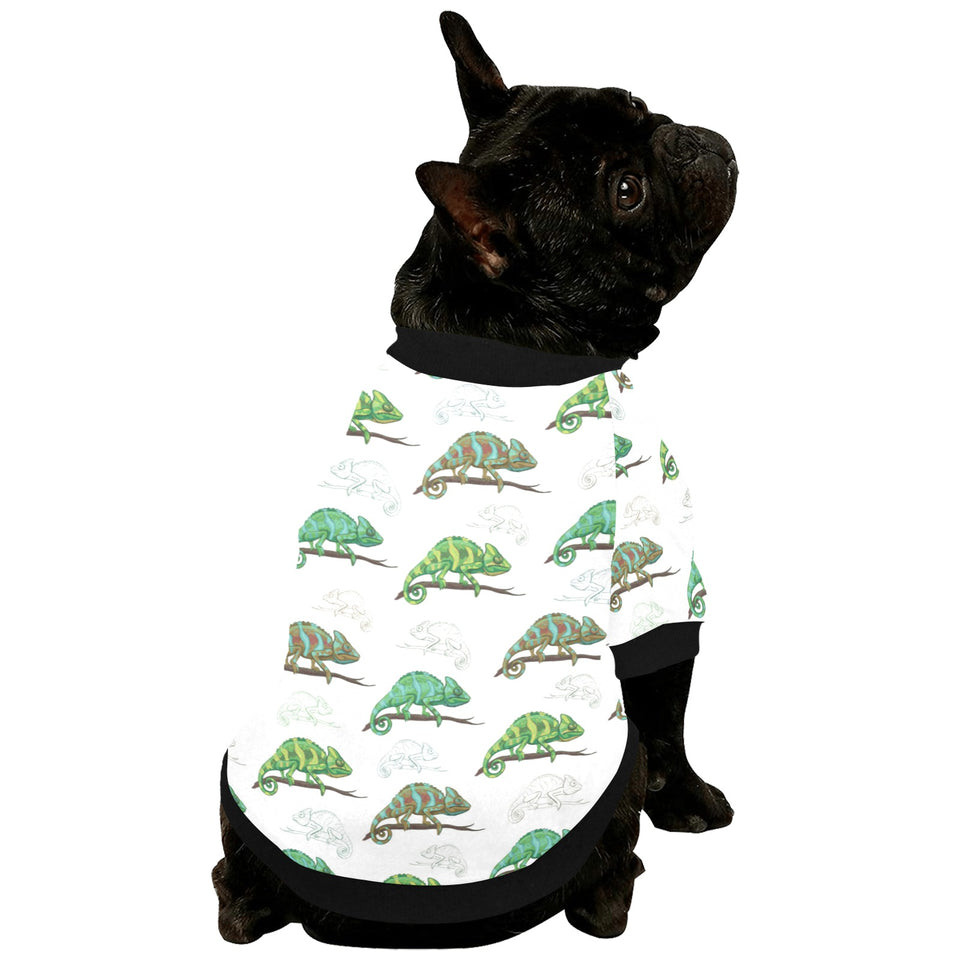 Chameleon lizard pattern All Over Print Pet Dog Round Neck Fuzzy Shirt