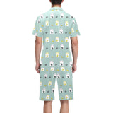 Cute hamster cheese pattern Men's V-Neck Short Pajama Set